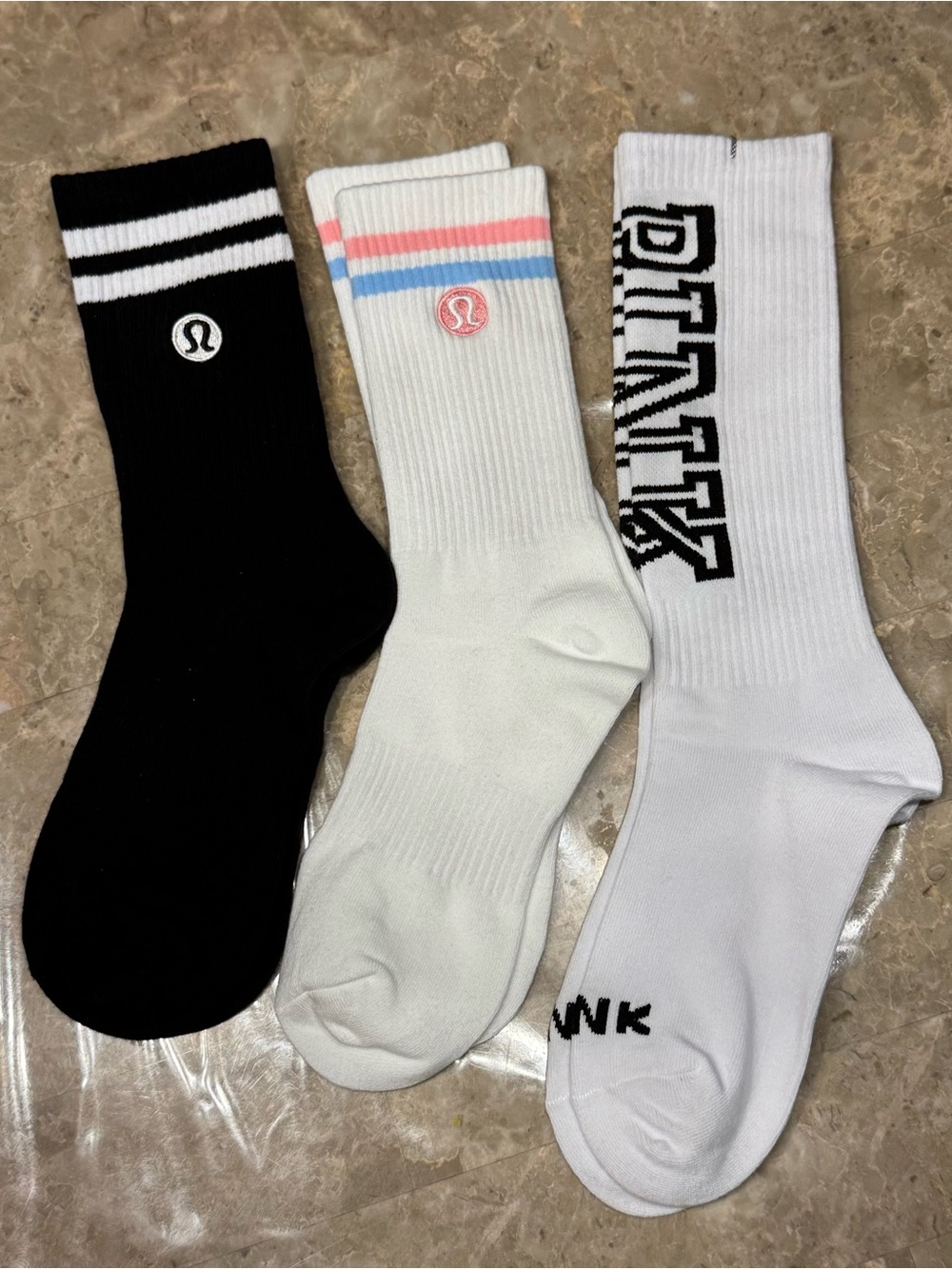 New Women’s Lululemon Athletica Socks and Pink sock set
3 pairs Size Medium